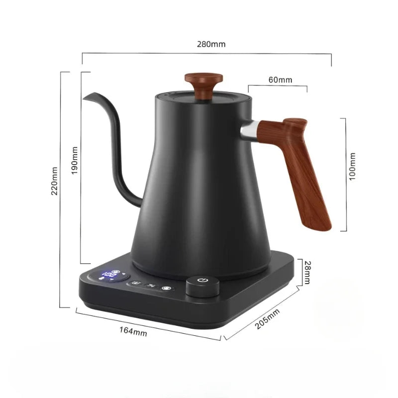 900ml Electric Gooseneck Kettle – 1200W, Stainless Steel, Temperature Control for Coffee & Tea