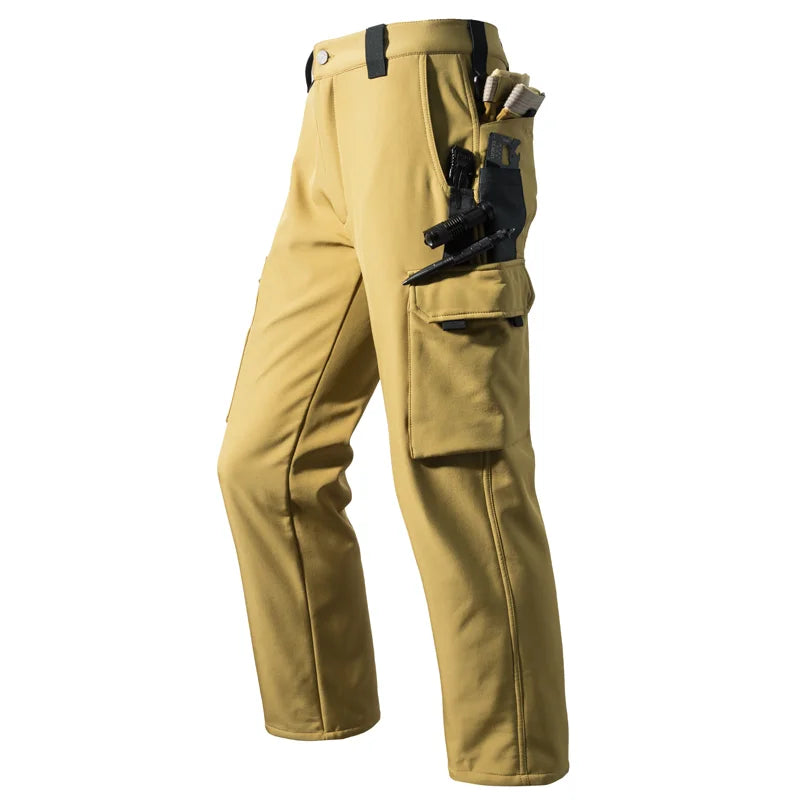 Men's Fleece Softshell Cargo Hiking Pants — Outdoor Tactical Trousers M–5XL