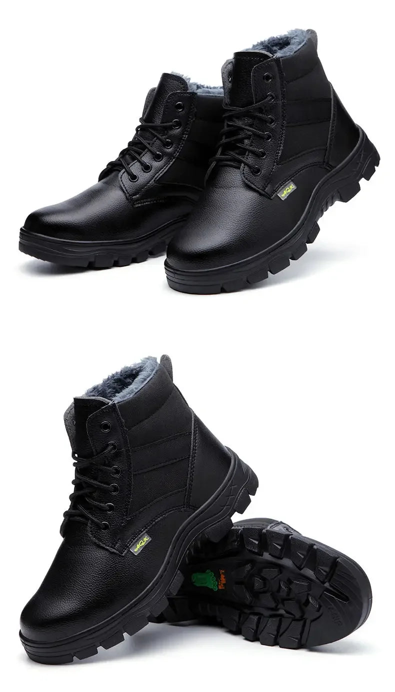 Men's Retro Leather Ankle Boots — Lace-Up Microfiber Business Booties with Rubber Sole