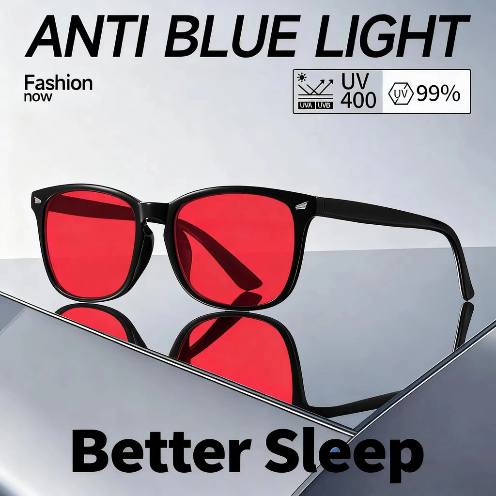 Blue Light Blocking Glasses — Red Lens Sleep & Gaming Glasses for Eye Strain Relief