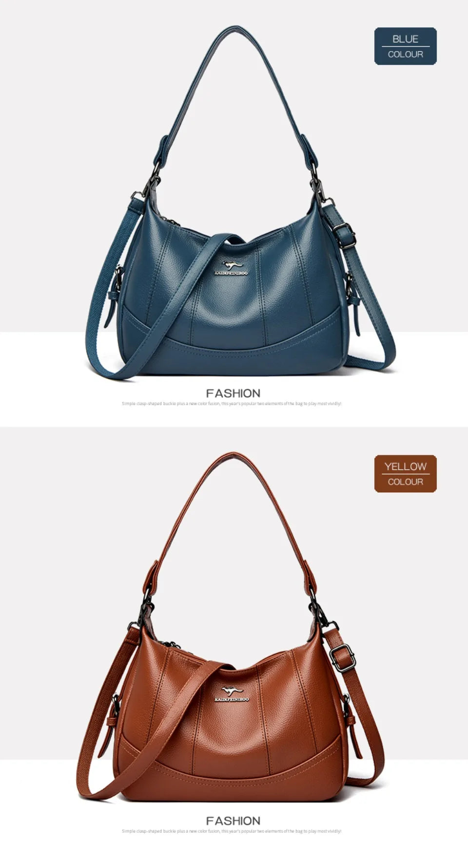 VANDERWAH Genuine Leather Two-Layer Flap Shoulder Bag – Luxury Crossbody Messenger Handbag for Women