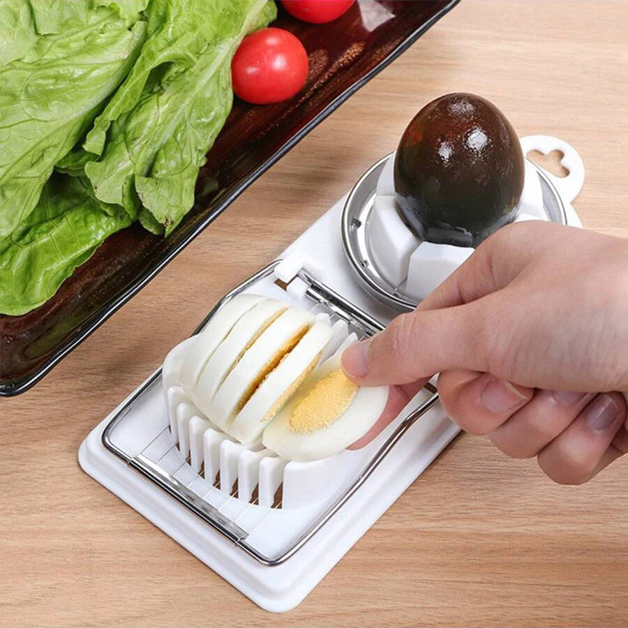 2-in-1 Egg Cutter & Slicer — Stainless Steel Wire Pull Kitchen Tool