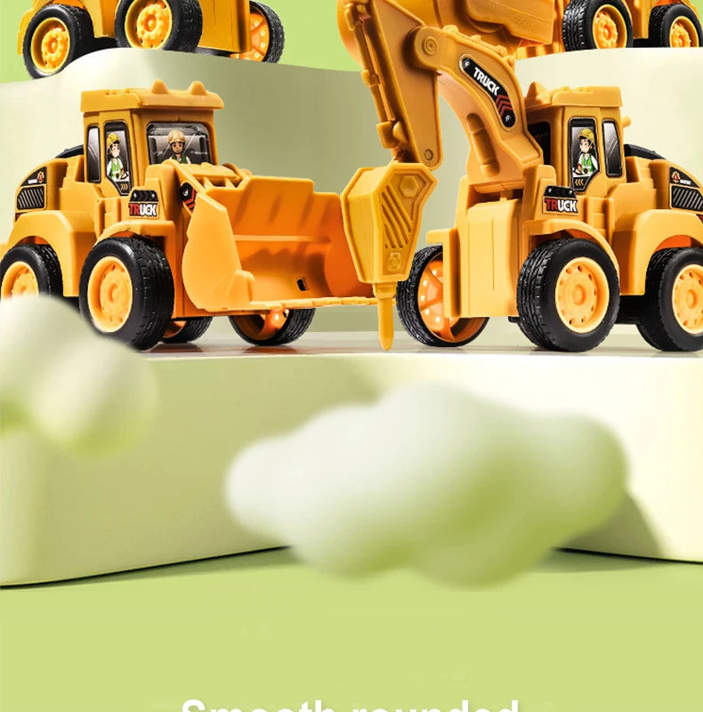 Press & Slide Construction Vehicle Toy – Excavator, Bulldozer & Road Roller for Kids