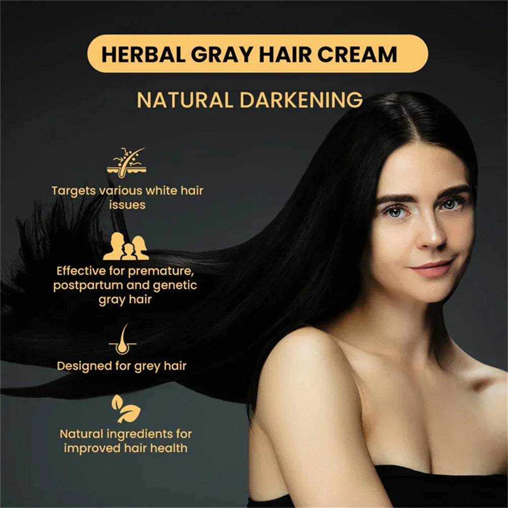 Herbal Anti-grey Hair Treatment Serum Cream White To Black Permanent Repair Natural Color Nourish Scalp Hair Care Products