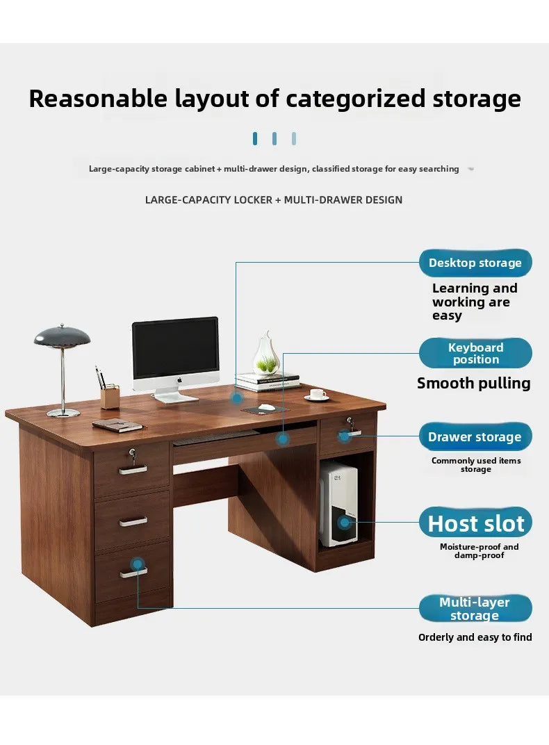 Modern Minimalist Writing & Computer Desk — Durable Wood Office Desk in Oak & Dark Walnut
