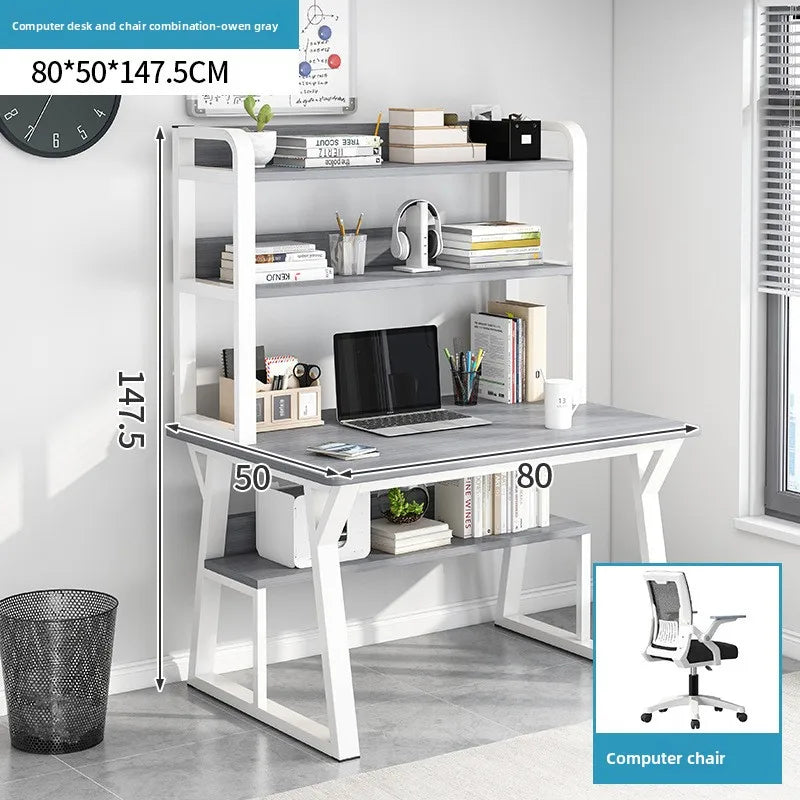 Computer Desk with Integrated Bookshelf — Simple Wood Writing Desk for Small Apartments, Multiple Sizes & Finishes