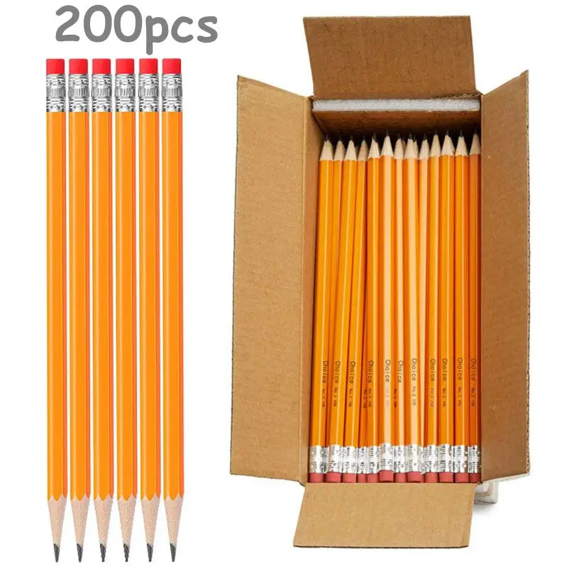 200-Pack Yellow HB Pencils with Erasers