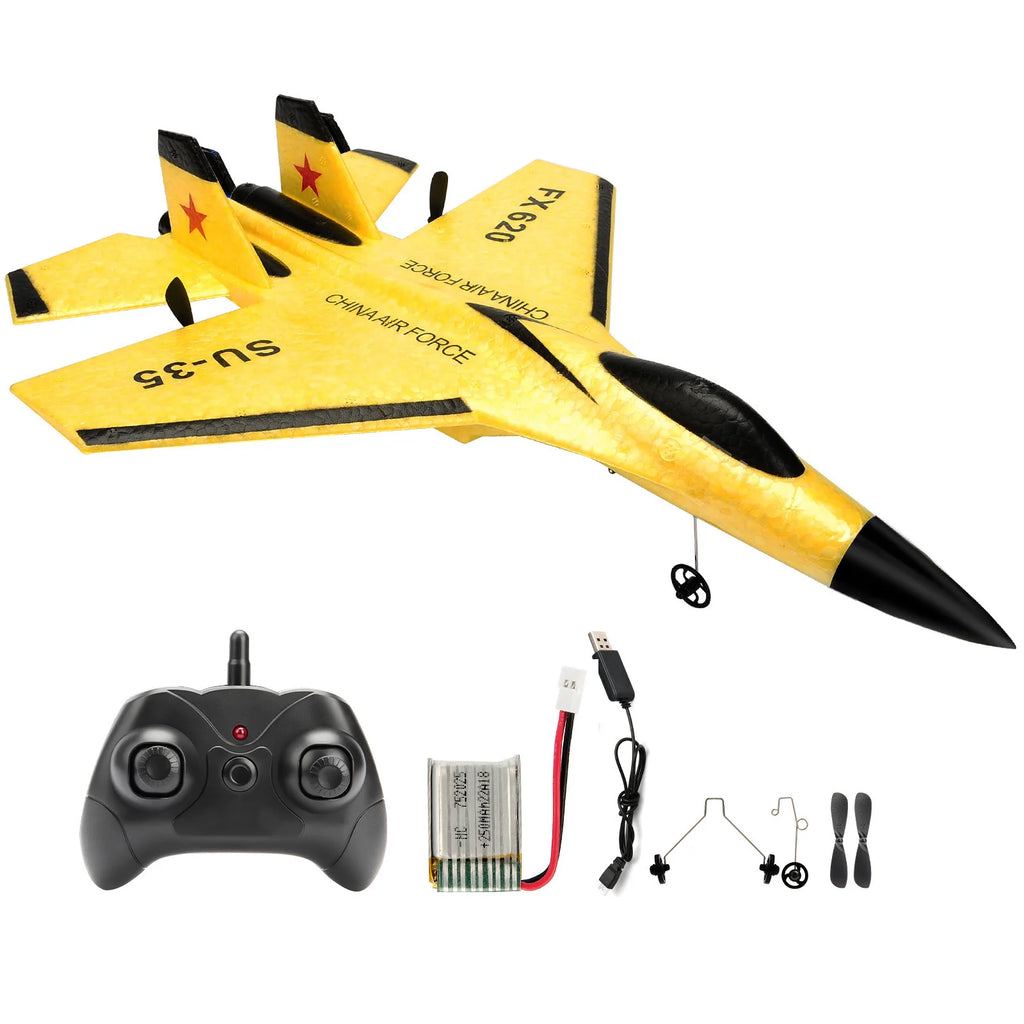 SU35 RC Glider Airplane – 2.4G Remote Control Fighter Plane with LED Lights for Kids