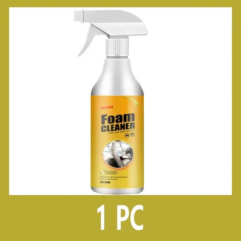 Deep Clean Without the Mess — Multifunctional Car Upholstery Cleaner | 120ml Foam Spray, Waterless Wash, pH Neutral, Stain Removal, 1/3/5/10pcs