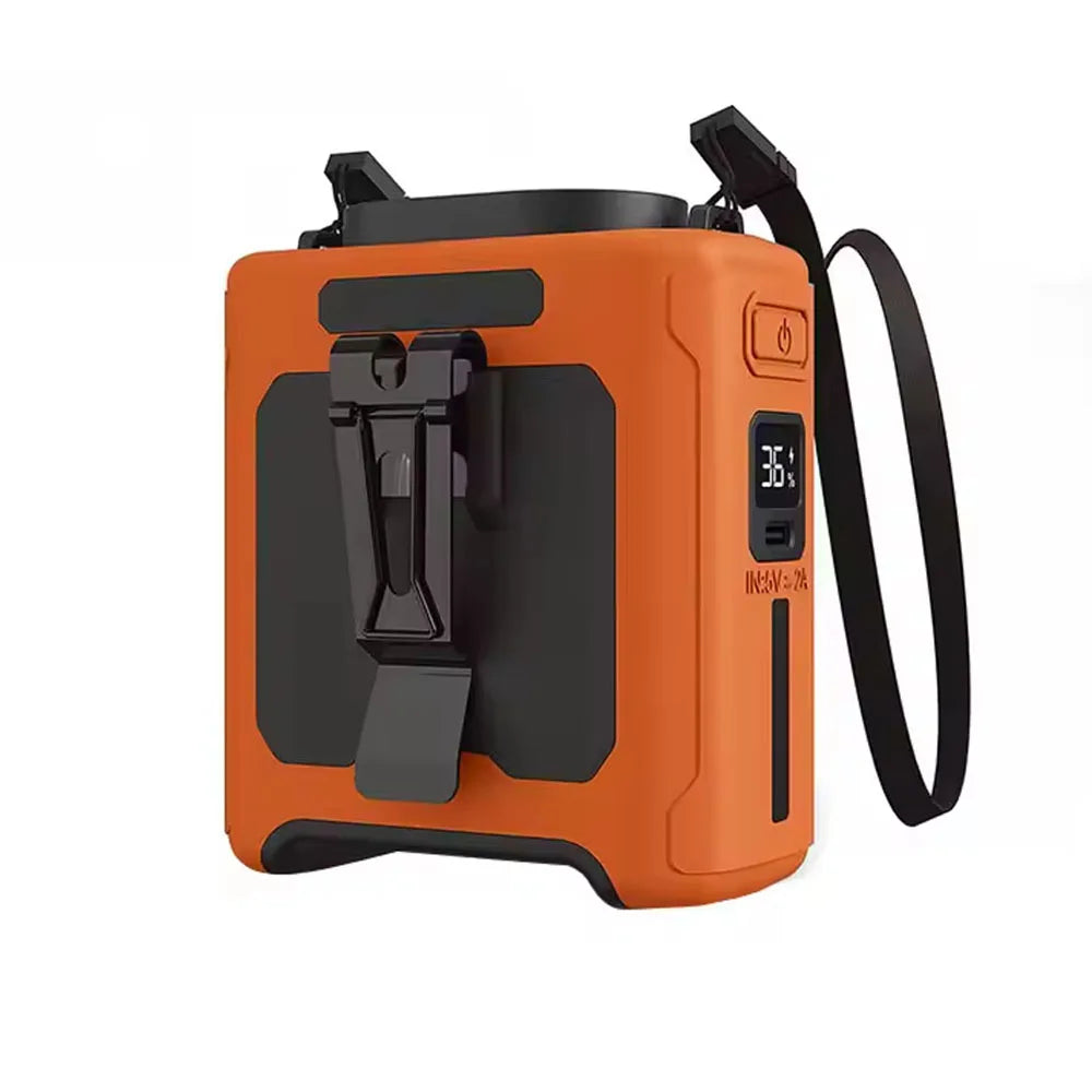 20000mAh Hands-Free Waist Fan – 5-in-1 with Power Bank, Flashlight & 5 Speeds for Outdoor Use