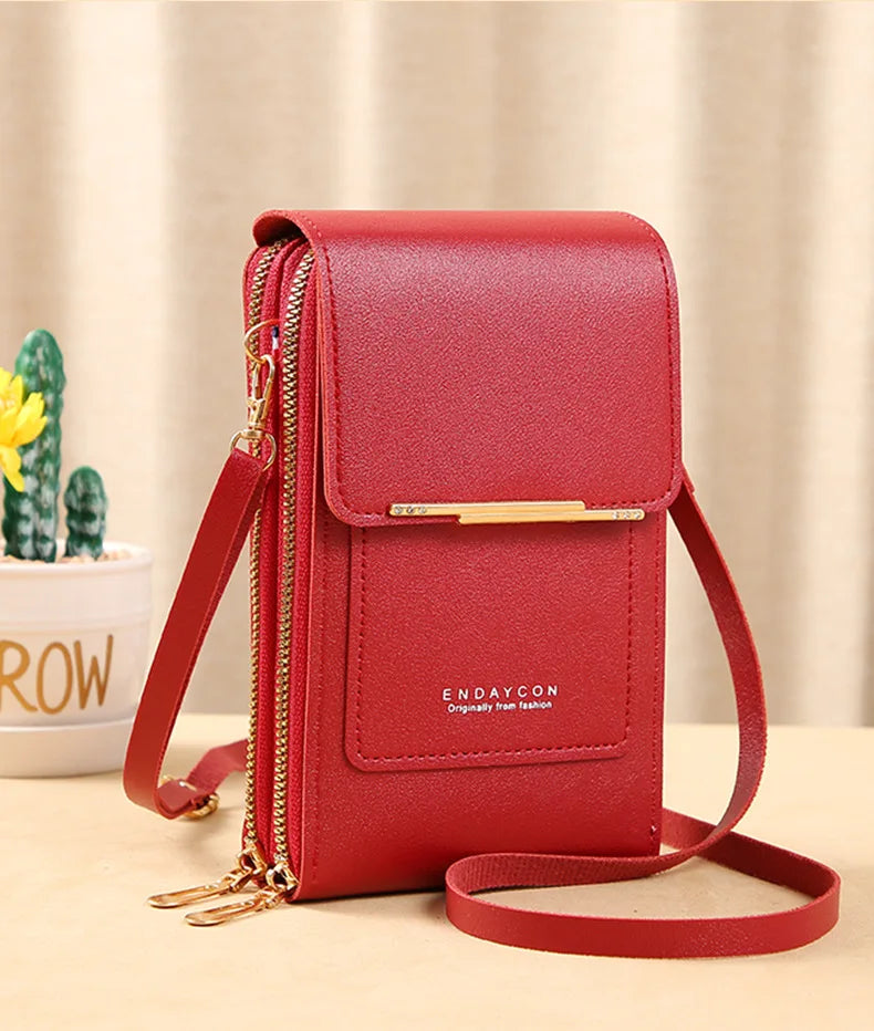 Women Crossbody Shoulder Bags Wallets Touch Screen Cell Phone Purse Soft Leather Strap Handbag for Female Luxury Messenger Bags
