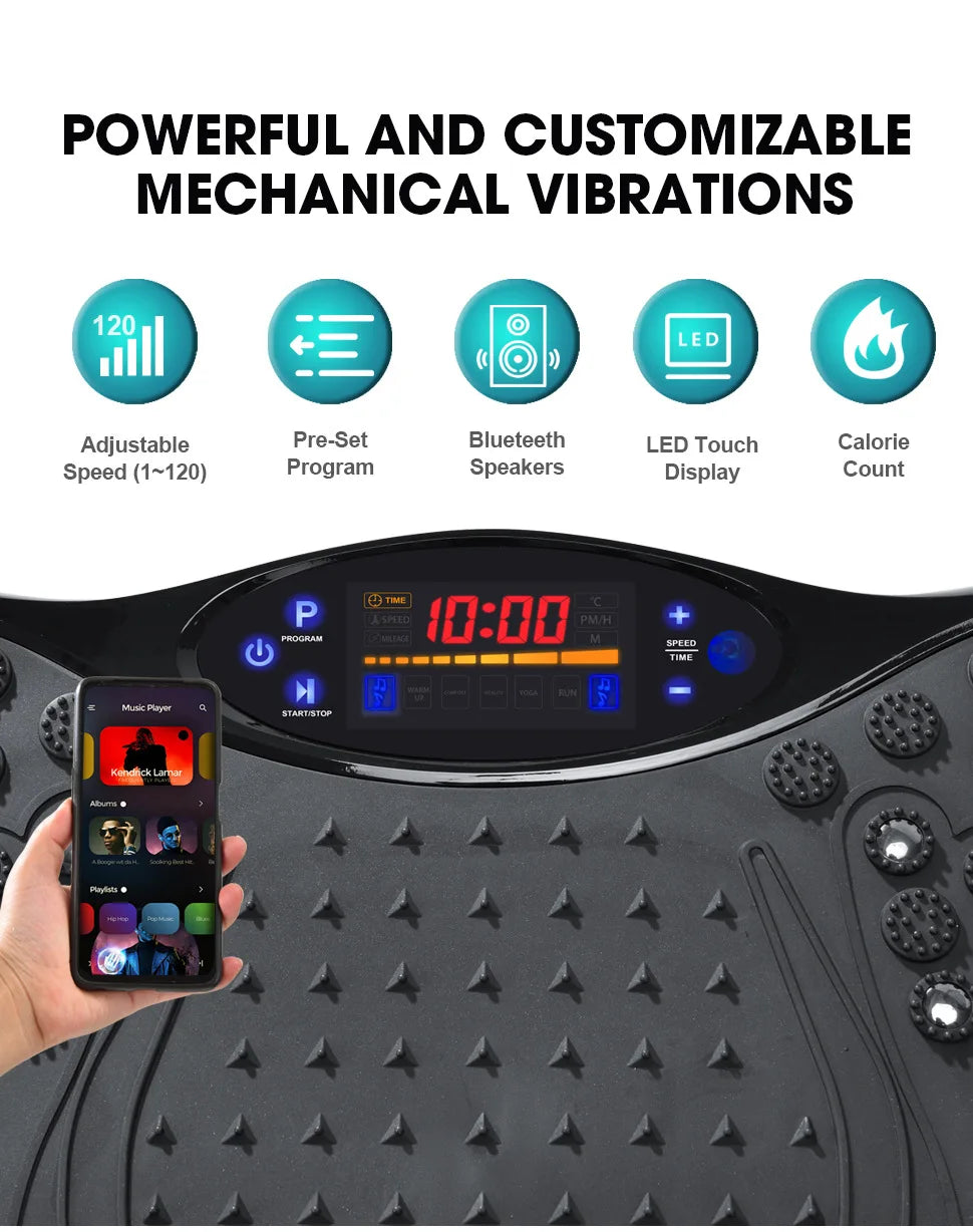 Vibration Plate Fitness Machine with Bluetooth Speaker — Fat Burning Full Body Workout Platform