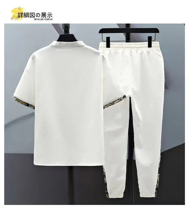 Men's Cotton Shirt & Trousers 2-Piece Set – High Quality Summer Fashion Suit M–4XL