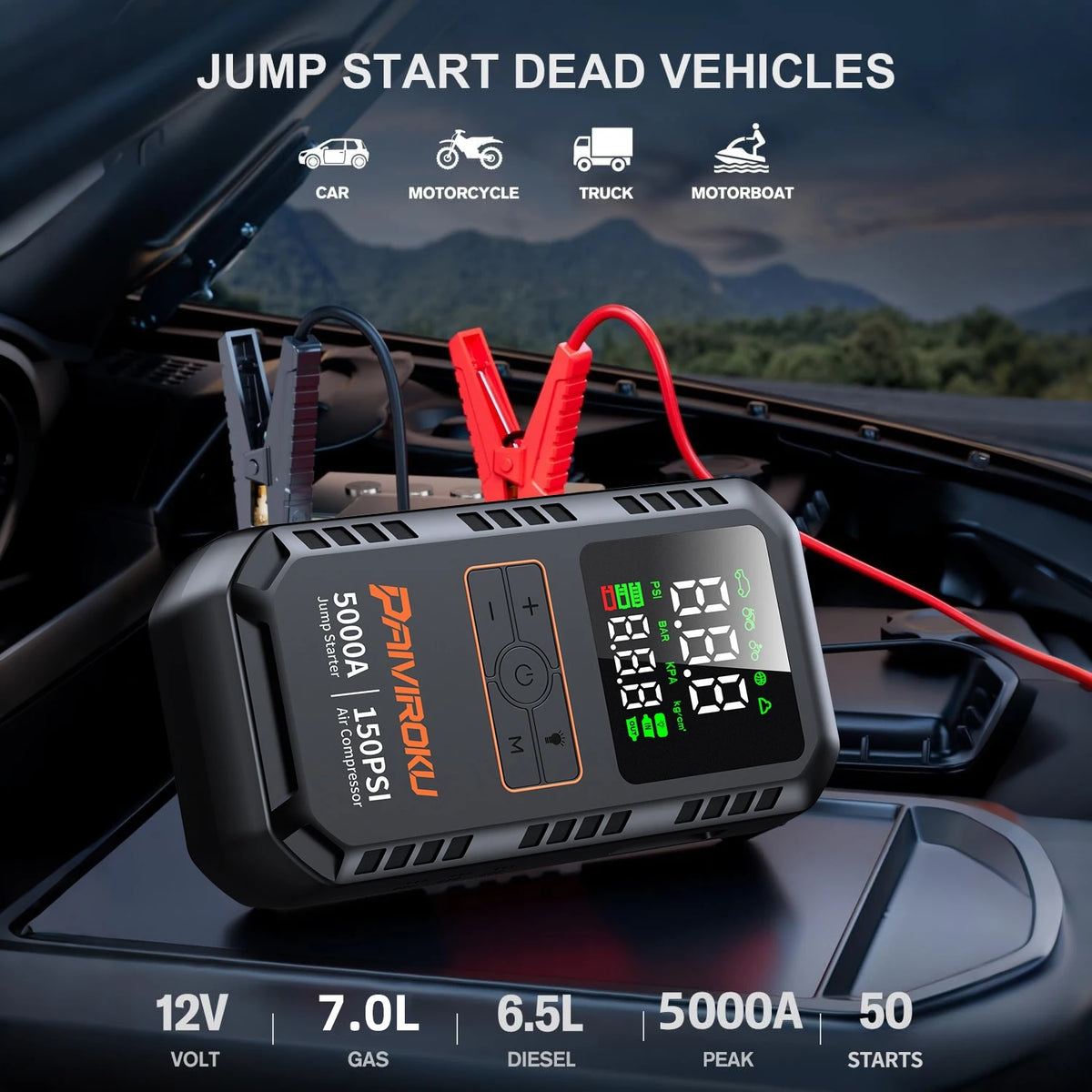 PAIVIROKU Car Jump Starter with Air Compressor