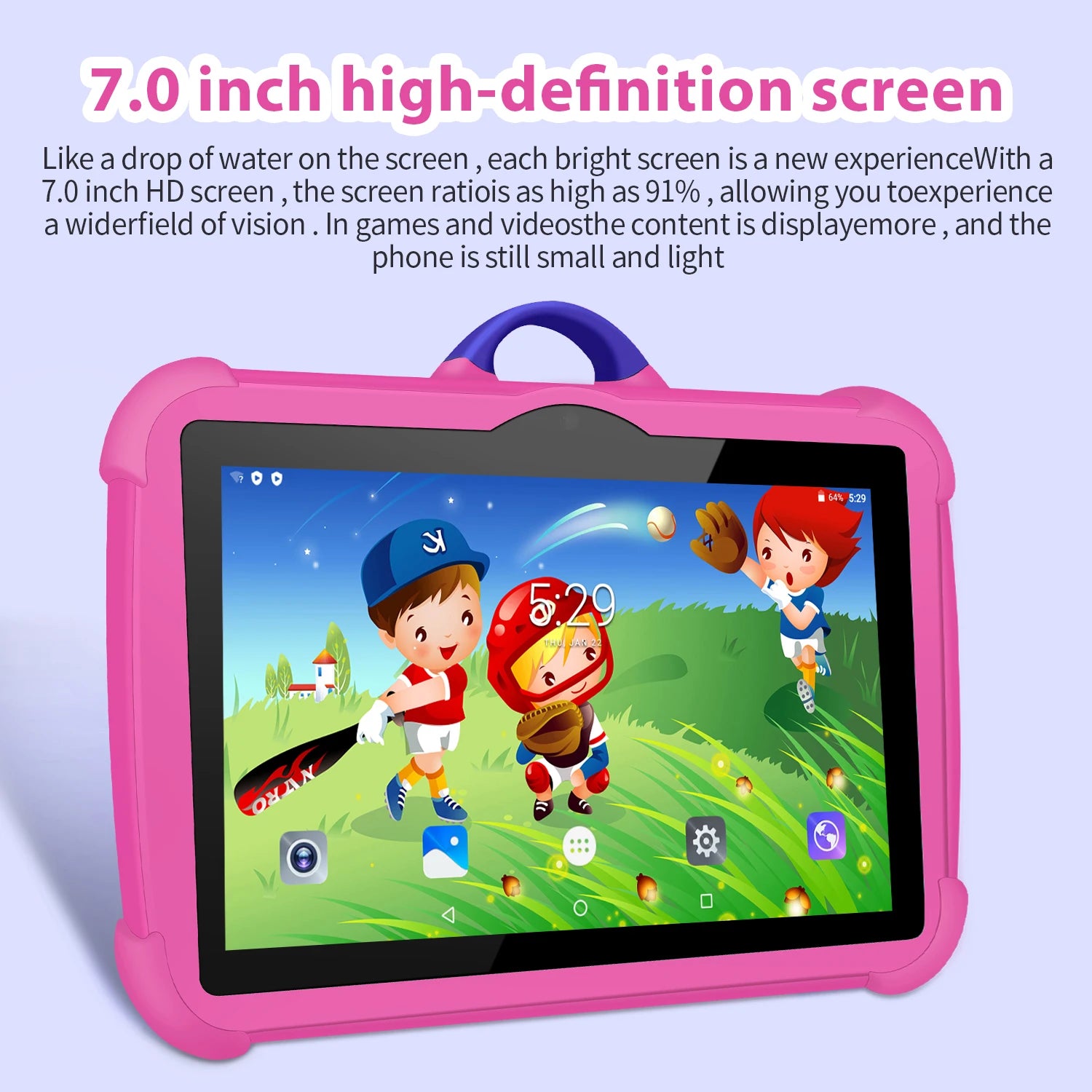 BDF 7" Kids Study Tablet – 4GB RAM, 64GB, Android 13, 5G Wi-Fi, Dual Camera