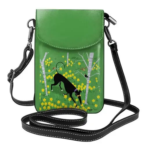 Greyhound Print Crossbody Shoulder Bag – Cartoon Dog Pattern Flap Purse for Women