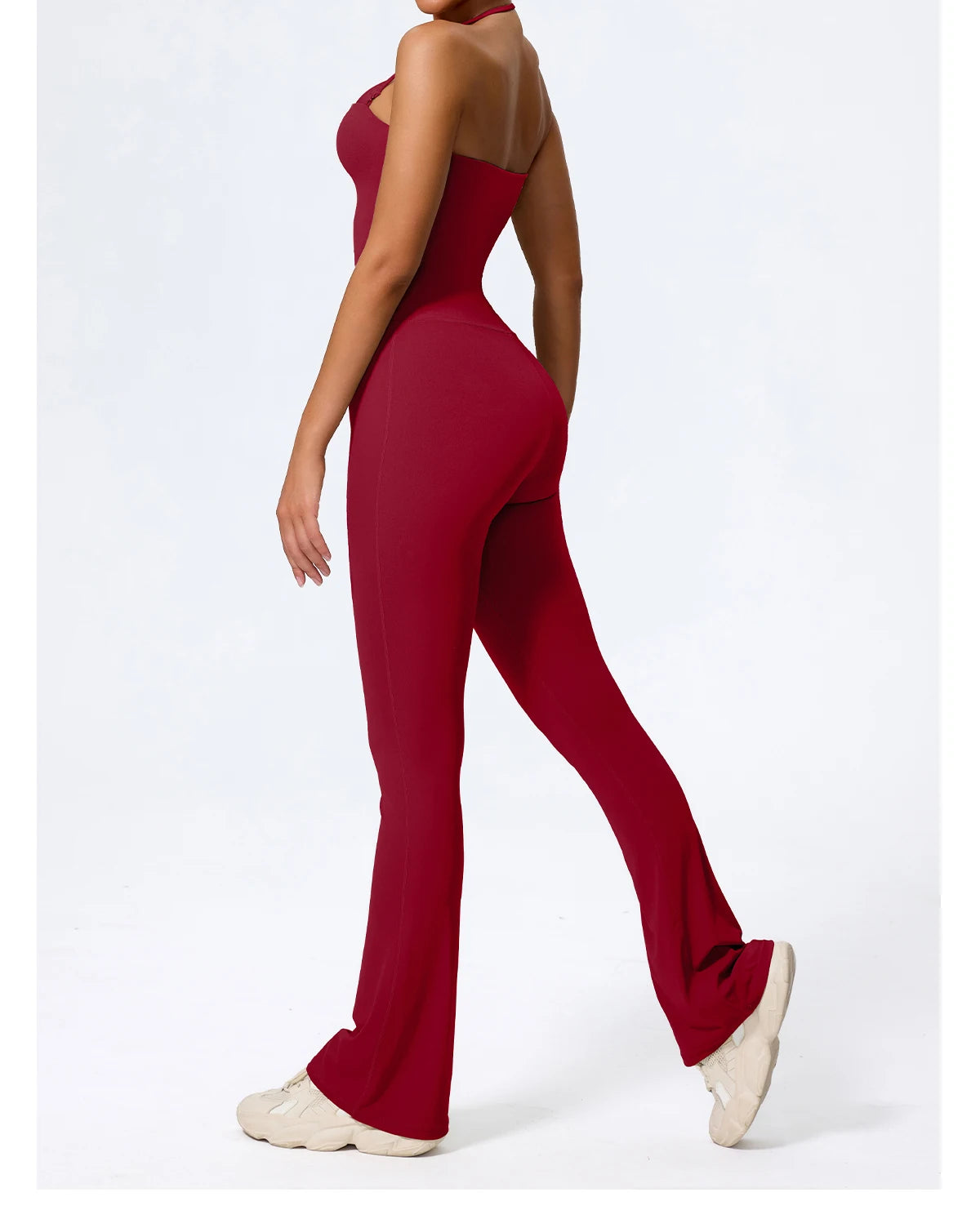 Women's Sleeveless Yoga Jumpsuit – Gym Flared Overalls Neck-Hanging Backless Sportswear