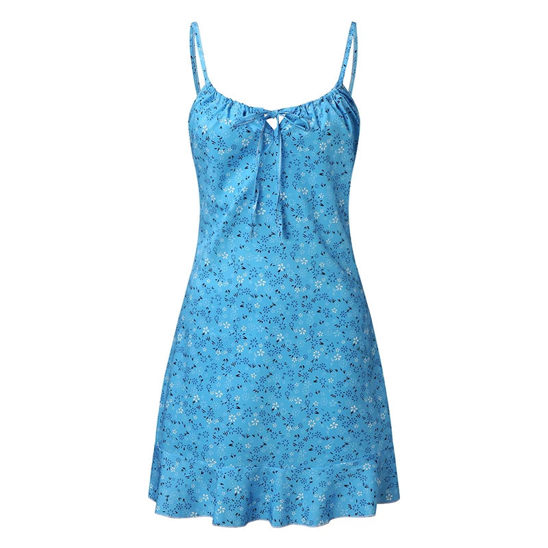 Women's Floral Camisole Mini Dress – Casual Comfortable Summer Skirt Dress