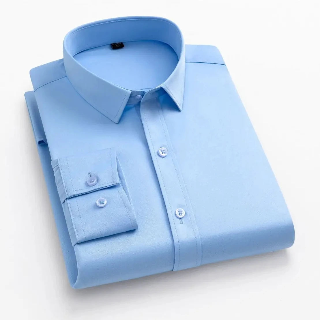 Men's Non-Iron Business Stand Collar Dress Shirt — Wrinkle-Free Formal Shirt