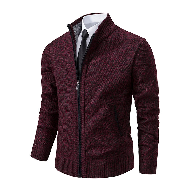 Men's Fleece Zip Cardigan Jacket — Warm Casual Layering Piece