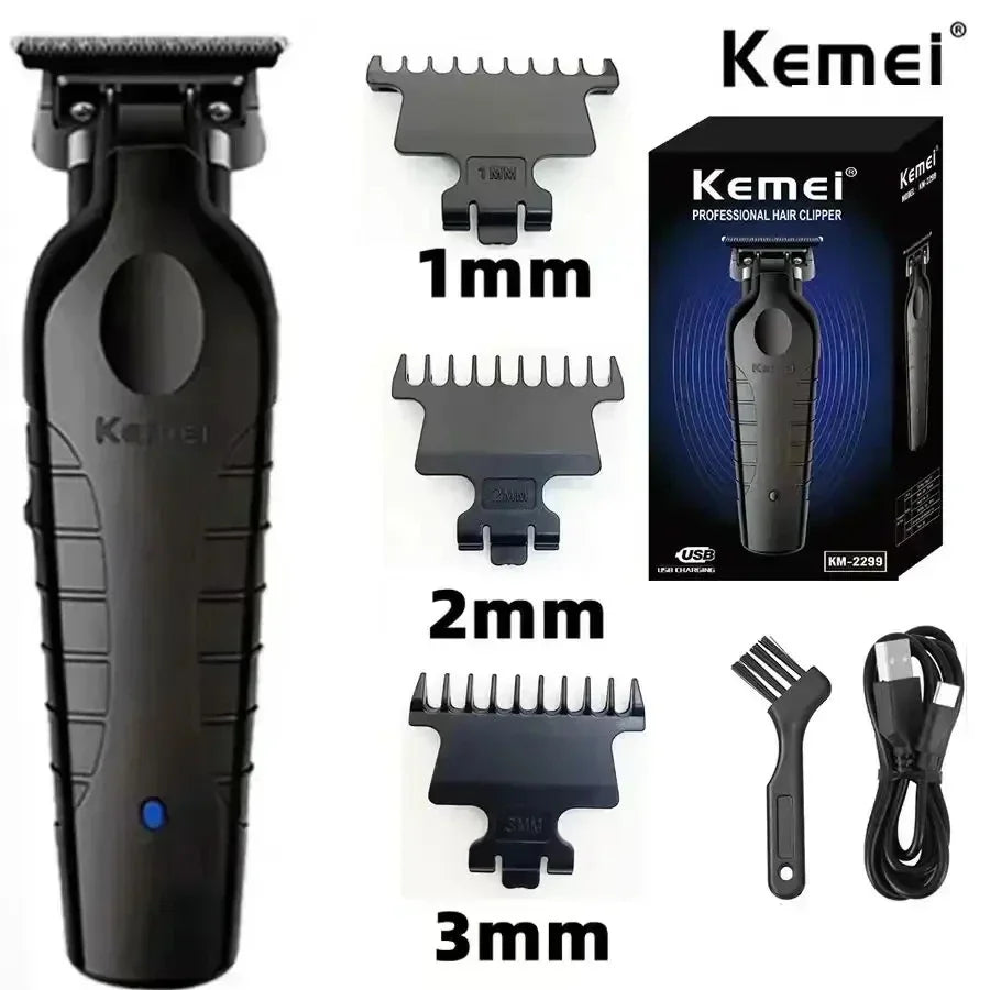Kemei KM-2299 Cordless Hair Clipper – USB Fast Charge, 180-Min Runtime, Auto Power Adjust