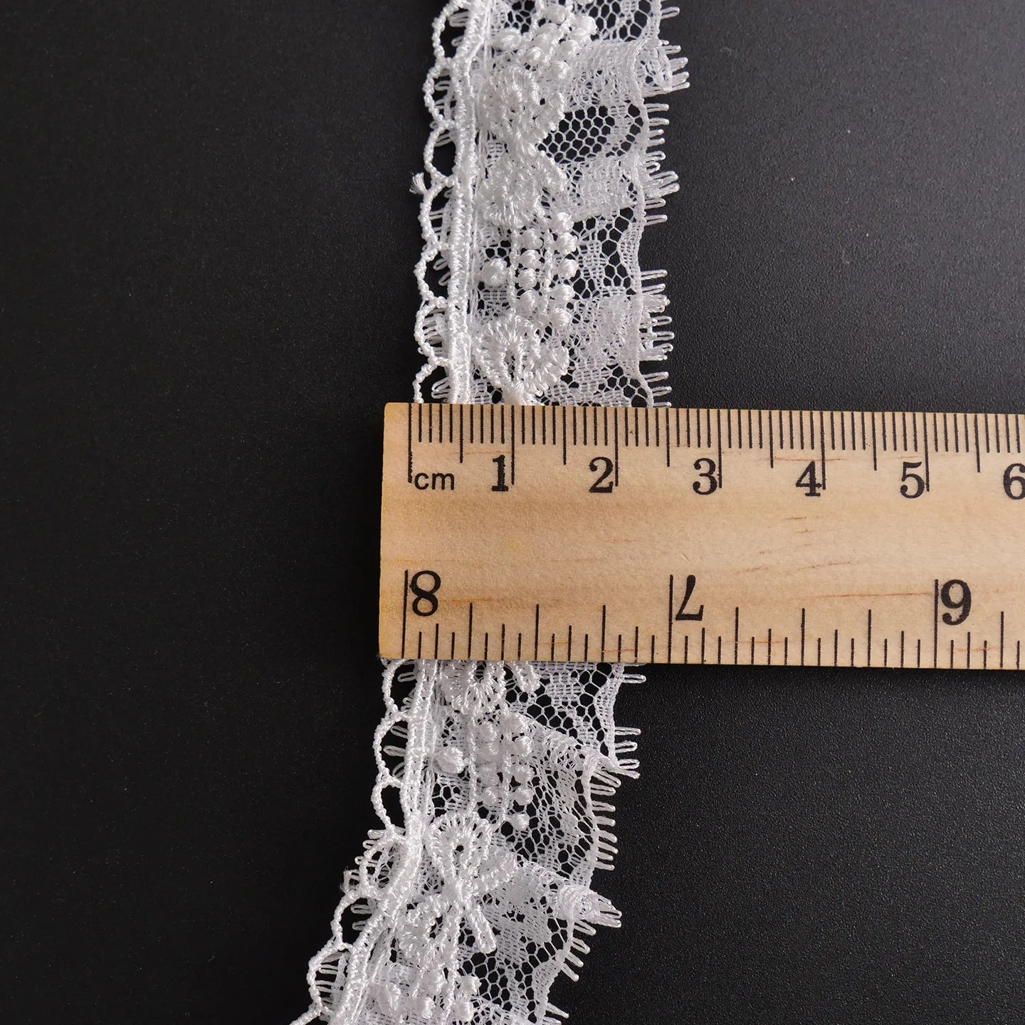 White Lace Ribbon Bow Trim — Embroidered Edge for Dresses, Bridal & DIY Crafts