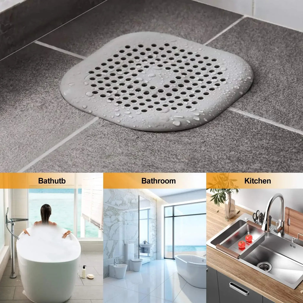 Silicone Drain Plug & Hair Catcher — Kitchen Sink, Bathroom & Bathtub Floor Drain Strainer