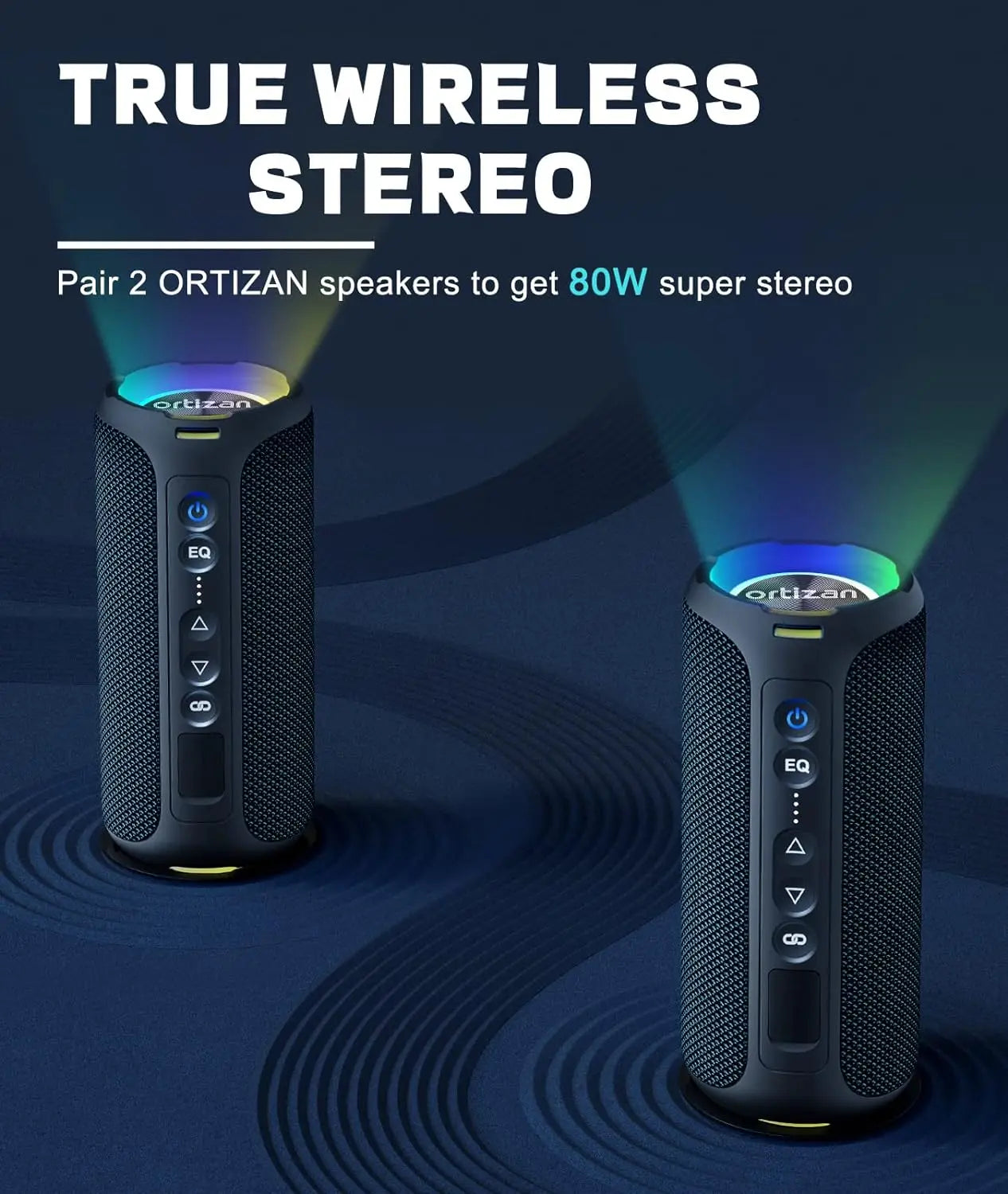 Ortizan 40W Portable Bluetooth Speaker — IP7 Waterproof, 30Hr Battery