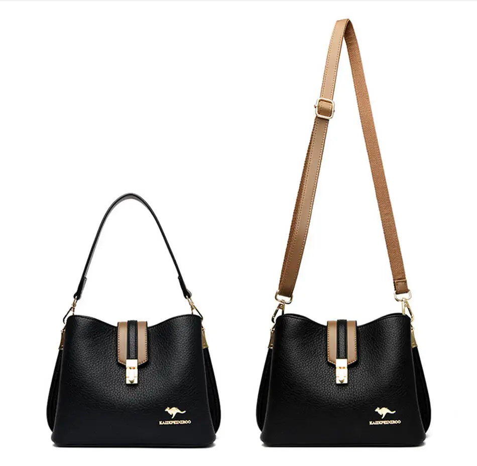 KMFFLY Patchwork Lock Square Shoulder Crossbody Bag – High Capacity PU Leather Handbag for Women