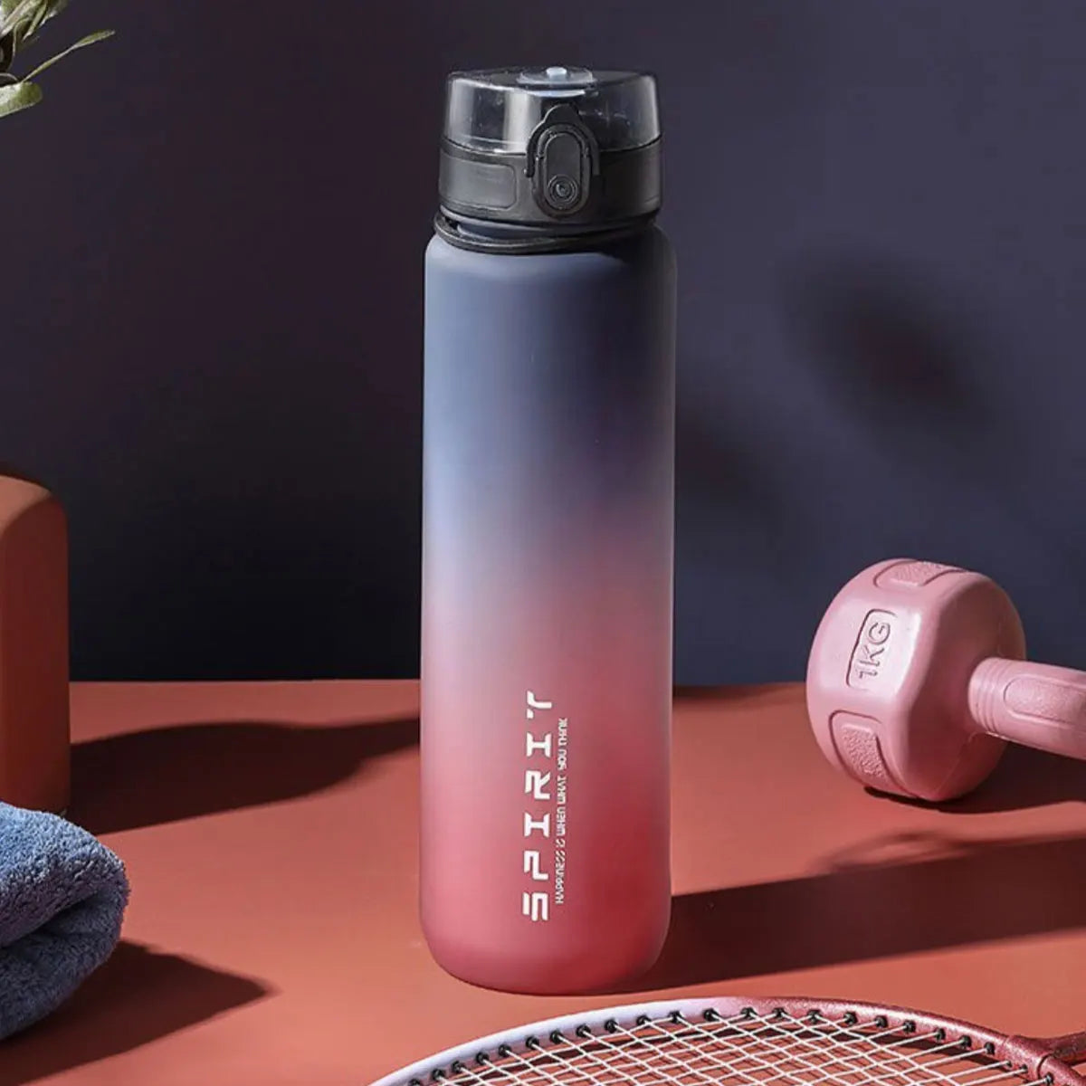 WIFEFUN Gradient Water Bottle 600ml/750ml/1000ml – BPA-Free PC, One-Button Flip Lid, Leakproof, Outdoor & Gym