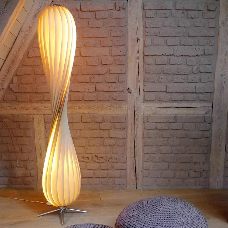 Sculptural Floor Lamp – Twisted Shade Design