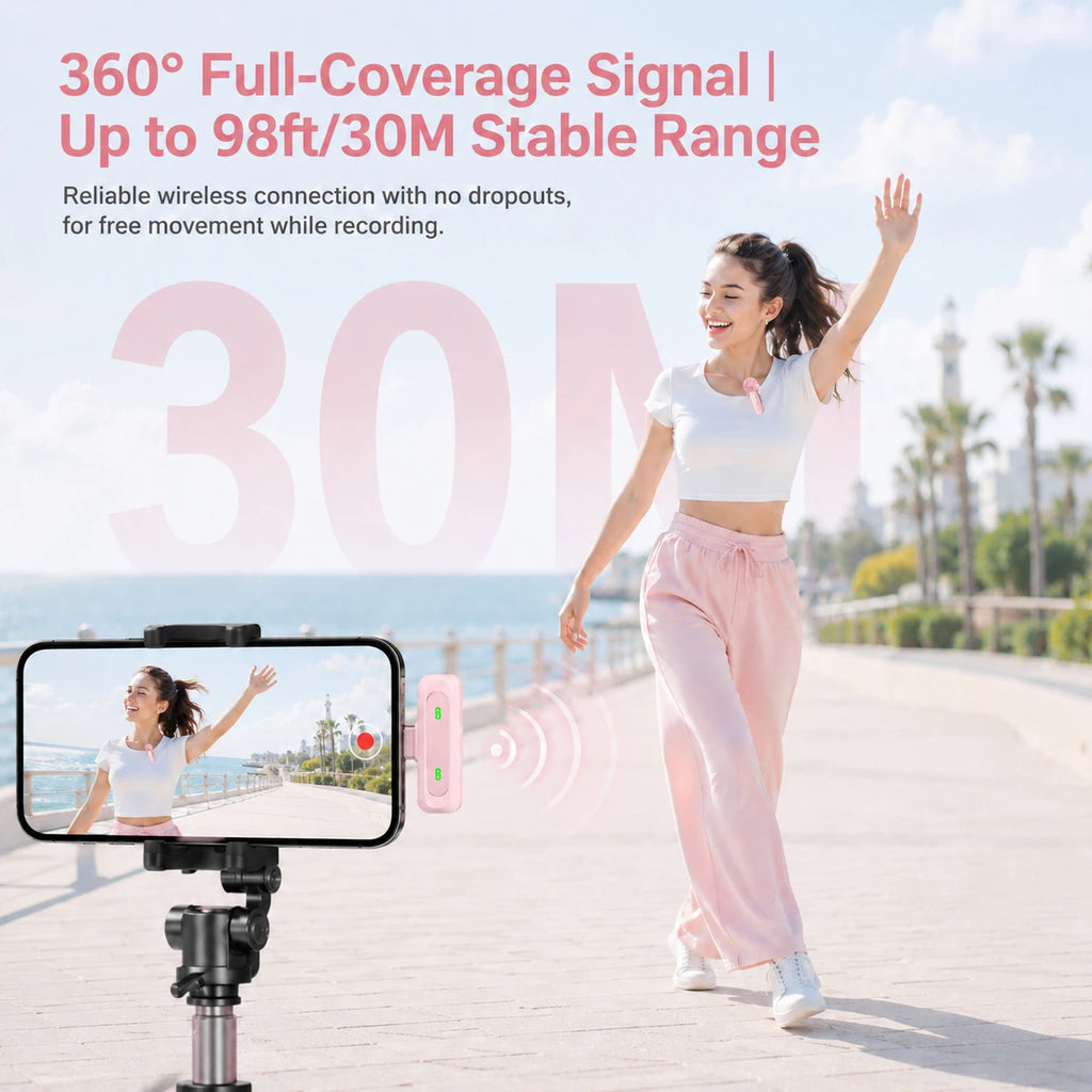 Wireless Lavalier Microphone with Noise Cancelling — Type-C Lapel Mic for iPhone 15+, Android, Vlog & Live Streaming