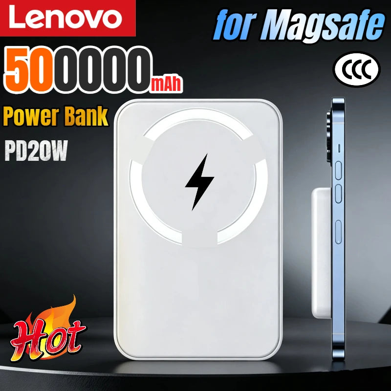 Lenovo 25W Magnetic Wireless Power Bank – MagSafe Fast Charging for iPhone & Android