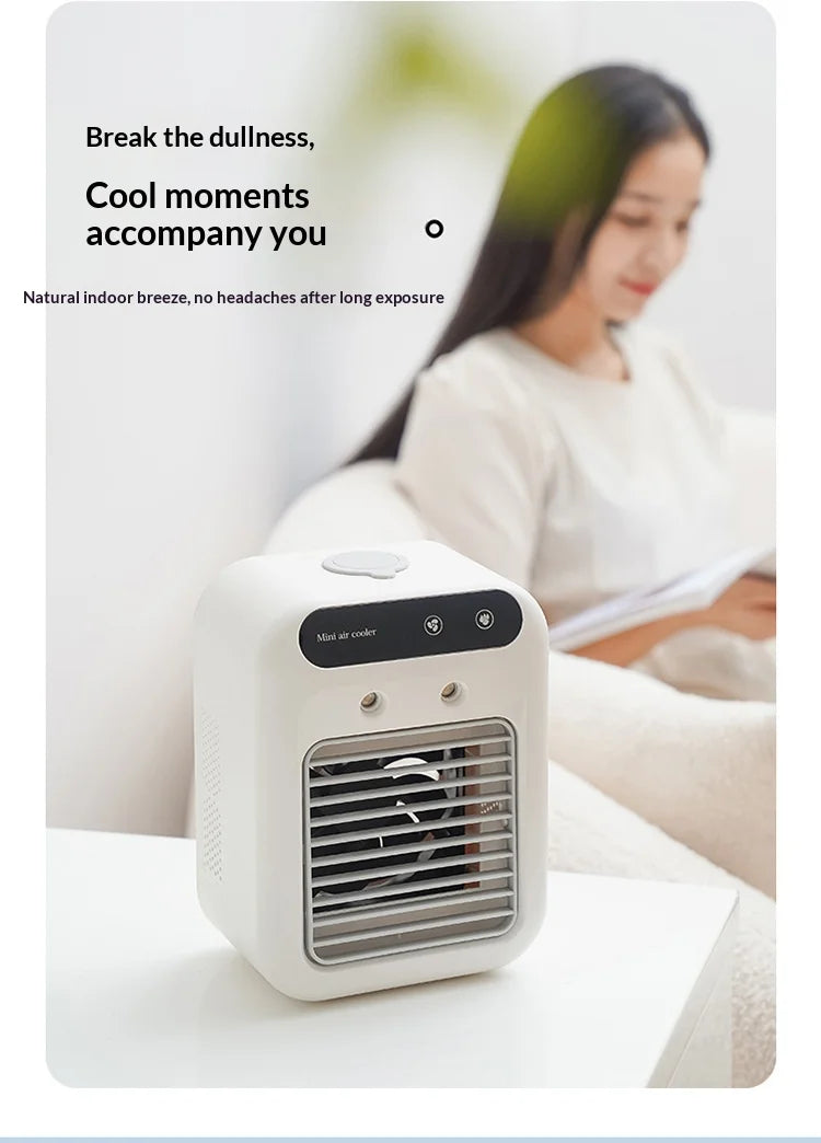 Portable Spray Air Cooler — Desktop Evaporative Humidifier Fan & Mobile Air Conditioner for Home & Dorm