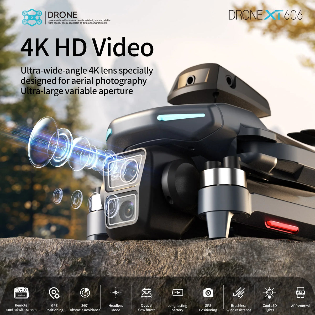 XT606 GPS Drone with Camera & Screen Remote