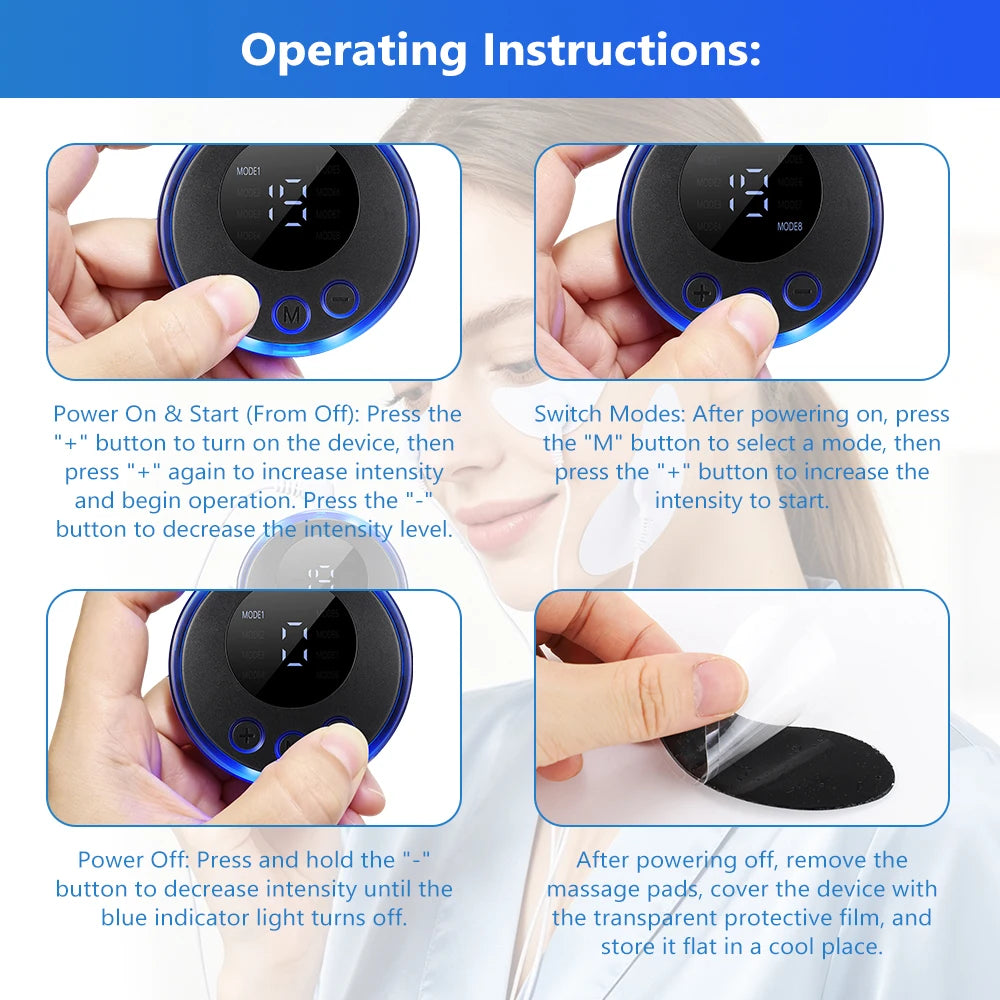 V-Line Face Lifting Massager – 8 Modes 19 Levels EMS Jawline Contouring & Skin Refining Device for Women
