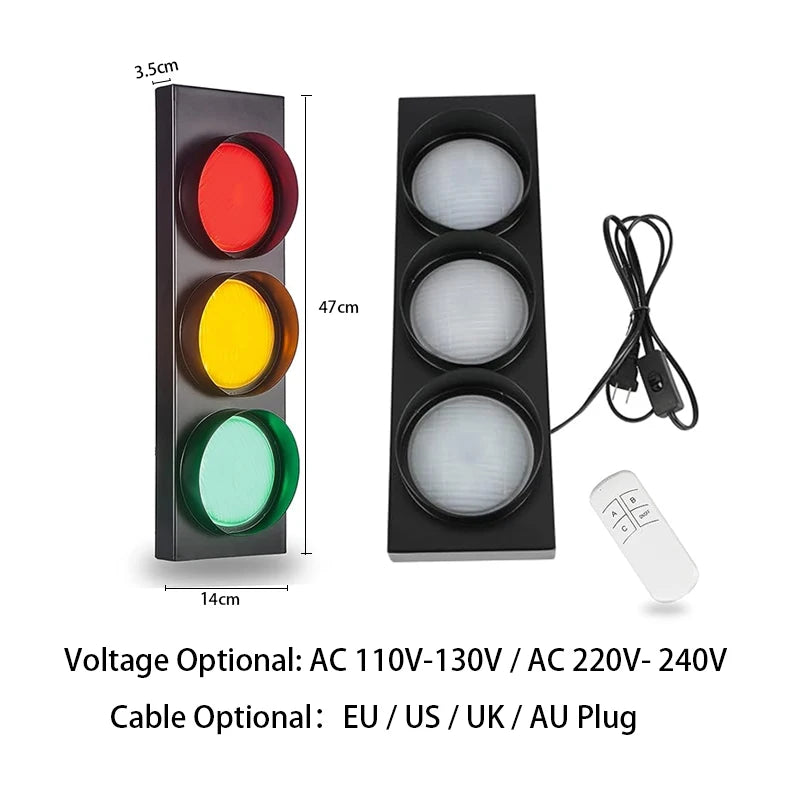 Traffic Light Wall Lamp – LED & Remote Control