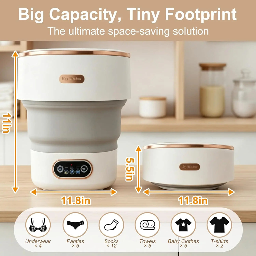 Portable Washing Machine 16L | Foldable Mini Washer & Spin Dryer Combo, 3 Modes, 120V, RV, Camping, Dorm & Apartment