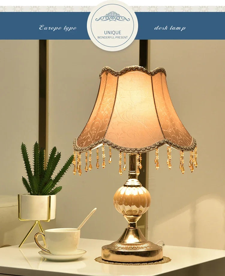 Bedside Lamp – Fabric Shade & Gold or White Base