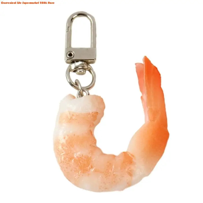 Funny Imitation Shrimp Keychain – Creative PVC Bag Pendant Key Ring for Women