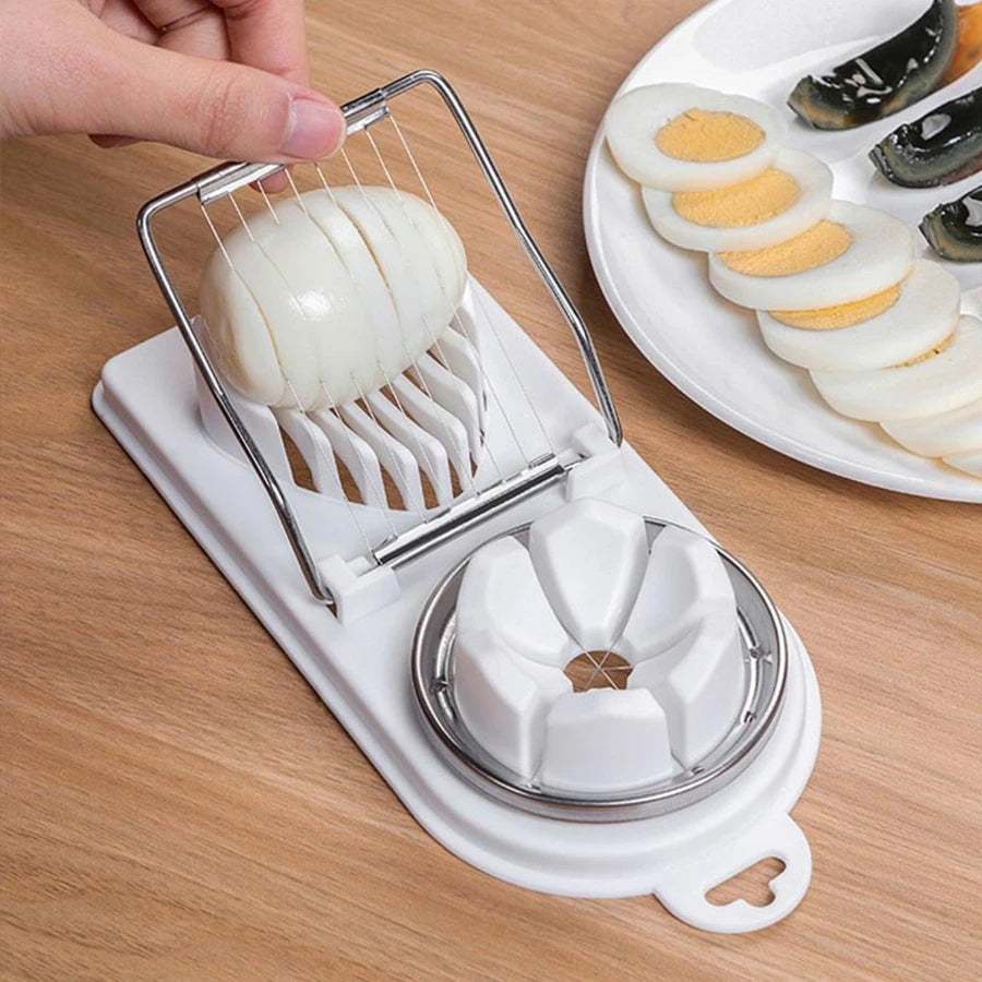 2-in-1 Egg Cutter & Slicer — Stainless Steel Wire Pull Kitchen Tool