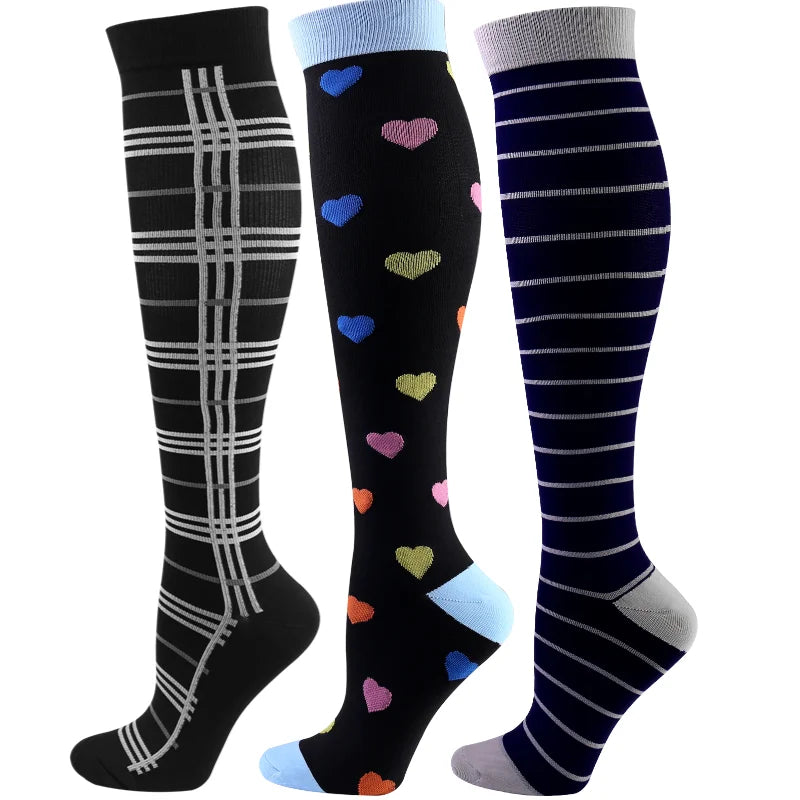 Knee High Compression Socks 20-30mmHg – 3 Pairs for Diabetes, Varicose Veins, Edema, Nurse & Running