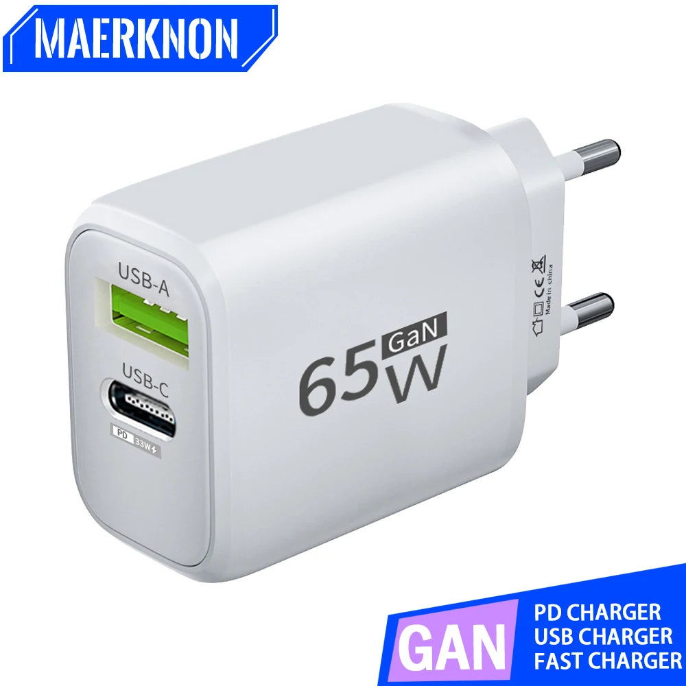 65W in Your Pocket. — 65W GaN USB-C Fast Charger | PD Power Adapter, Quick Charge 3.0, iPhone 15, Samsung, Xiaomi, POCO, OnePlus