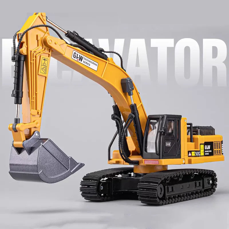 Alloy Die-Cast Excavator Toy with Sound, Light & Pull-Back – Construction Vehicle for Kids