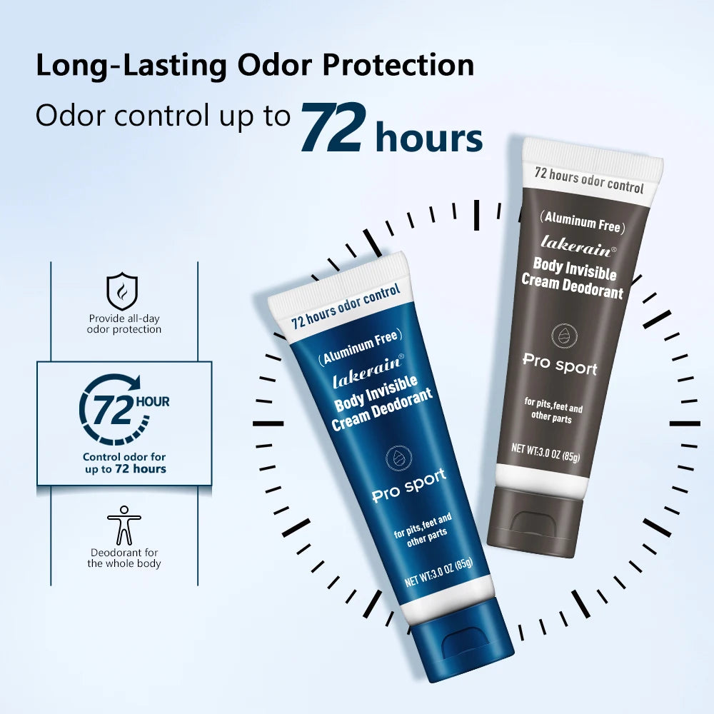 72h Invisible Deodorant Cream for Men 85g – Aluminum-Free