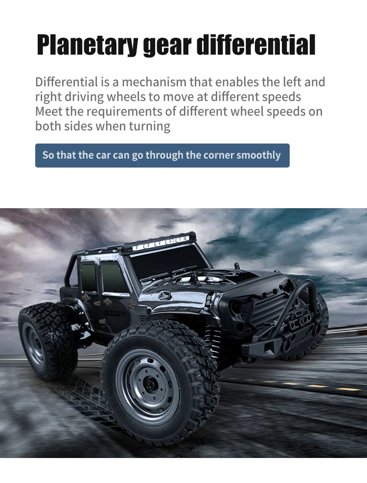 50KM/H 1:16 Scale 4WD RC Car with LED Lights – High Speed Off-Road Buggy Truck