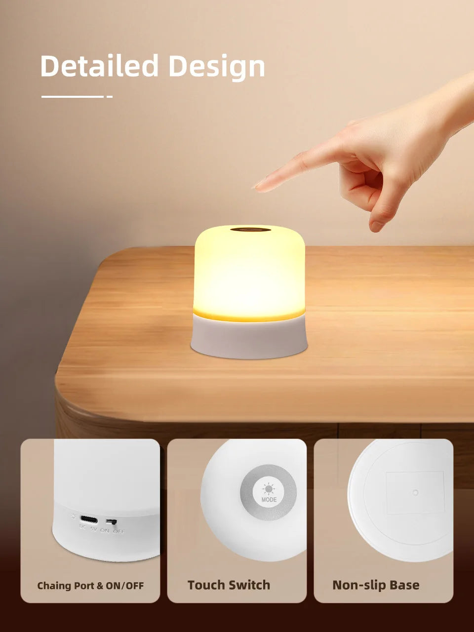 RGB Touch Night Light – Rechargeable Dimmable Table Lamp with Remote for Bedroom & Living Room