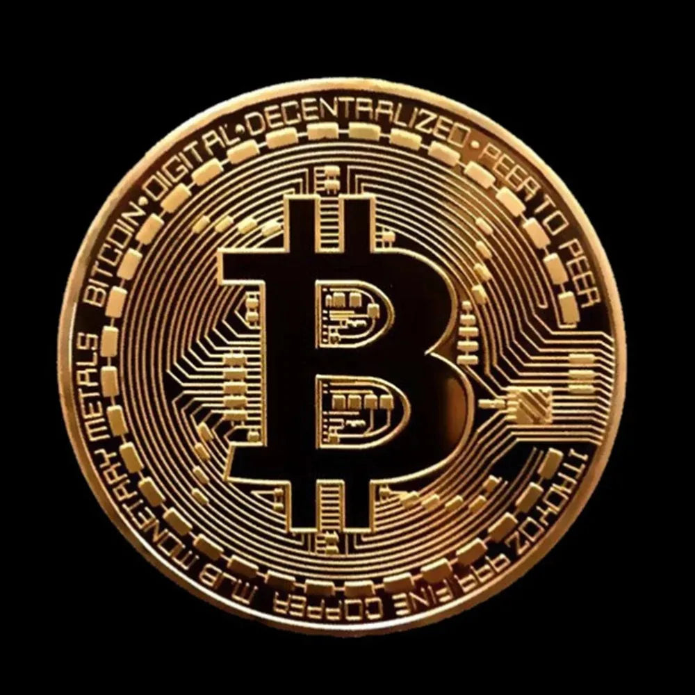 Gold Plated Bitcoin Commemorative Coin – Collectible Crypto Art Gift Physical Casascius Antique