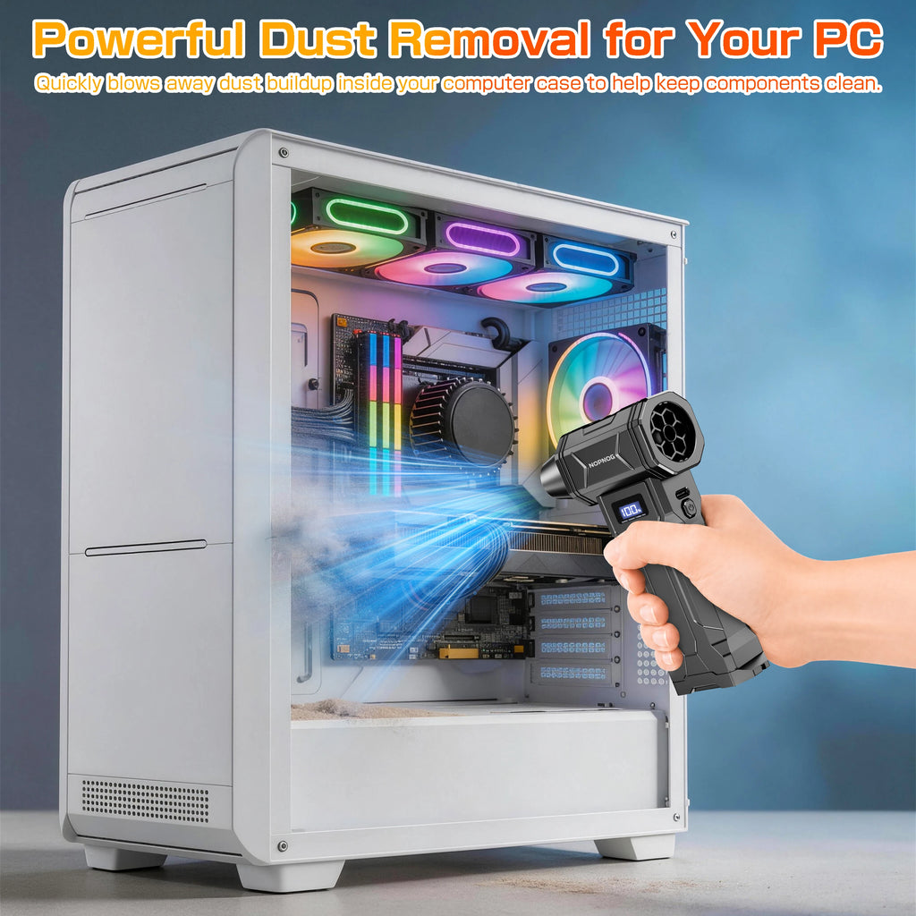 Turbo Jet Fan Blower & Air Duster — 130,000 RPM Brushless Motor, 4-Gear, 75W, Type-C Charging, 5 Nozzles