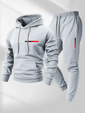Men's PARIS Letter Print Fleece Hoodie & Pants Set – Warm Casual Sport Spring Autumn Winter Tracksuit